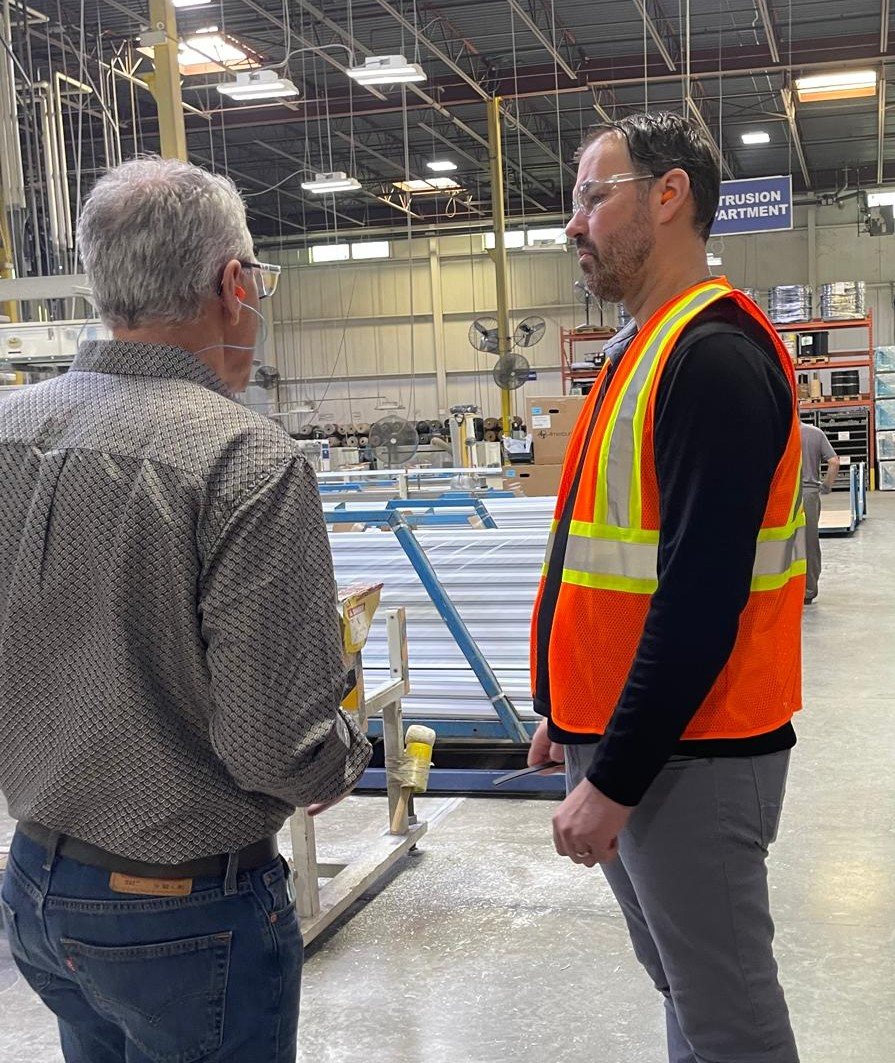 Joel Rowswell during a workplace visit